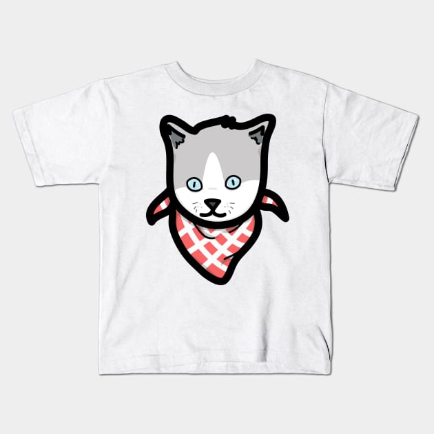 cool cat with scarf Kids T-Shirt by richardwibi